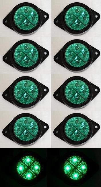 10 pcs 12V LED Green Position Side Marker Lights Truck Trailer Bus Van Caravan