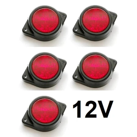 12V LED Rear Marker Round Marker Lights for Lorry Bus Caravan Camper Van SUV 5x