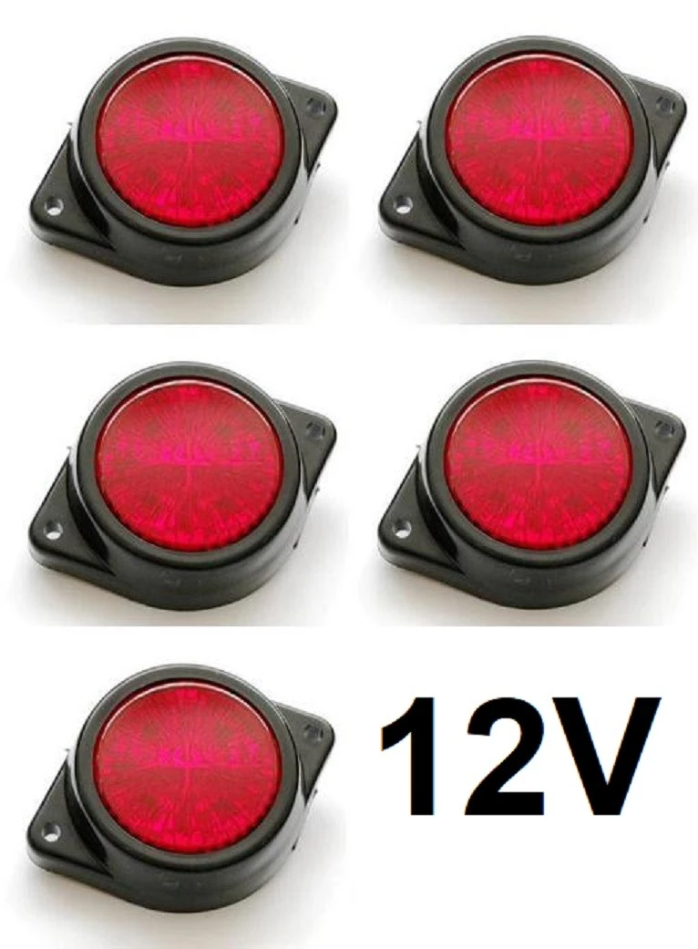 12V LED Rear Marker Round Marker Lights for Lorry Bus Caravan Camper Van SUV 5x