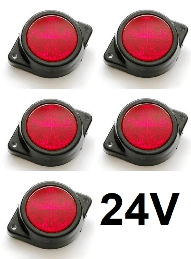 24V LED Rear Marker Round Position Lights for Truck Renault MAN Volvo 5x"