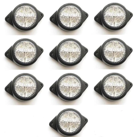 10 pcs White 24V LED Front Side Round Marker Lights Truck Trailer Lorry Tipper