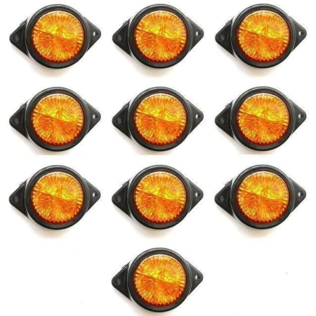 10x 24V Amber Orange Round 4 LED Rear Side Marker Lights Truck Trailer
