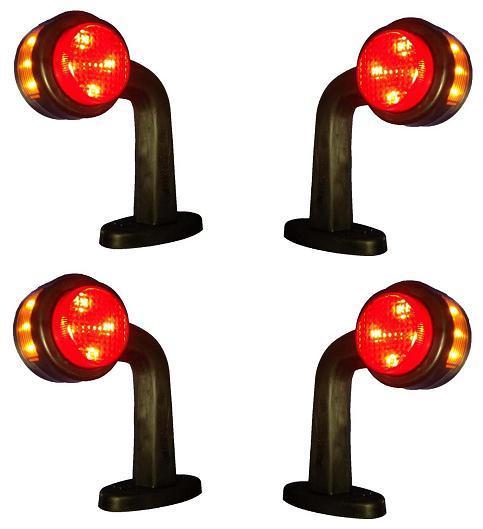 4x LED Side Marker Lights Horizontal Fitting For Scania Volvo Iveco Ford Trucks