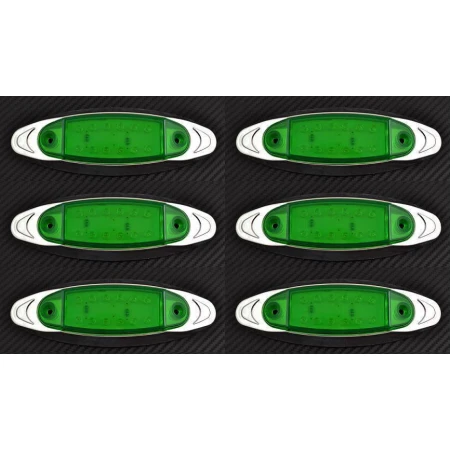6x 12V LED GREEN SIDE MARKER LIGHT LAMP TRUCK TRAILER LORRY CHASSIS CAMPER VAN