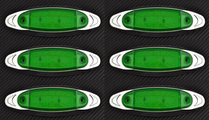 6x 12V LED GREEN SIDE MARKER LIGHT LAMP TRUCK TRAILER LORRY CHASSIS CAMPER VAN