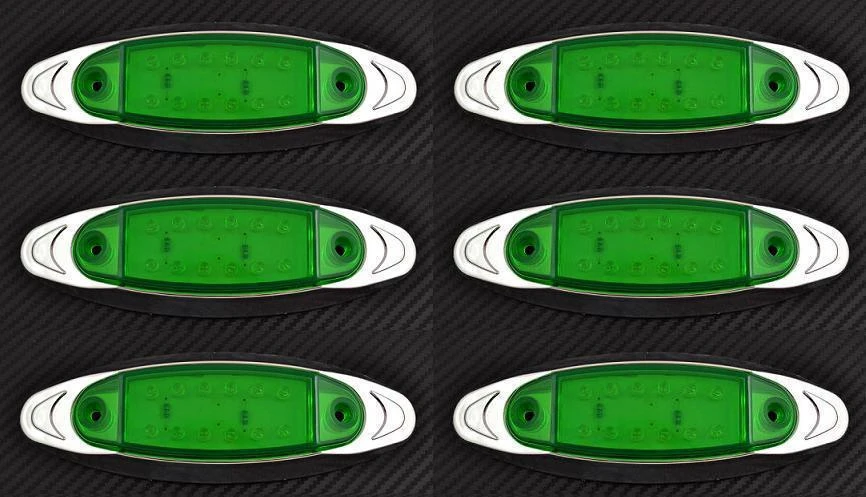 6x 12V LED GREEN SIDE MARKER LIGHT LAMP TRUCK TRAILER LORRY CHASSIS CAMPER VAN