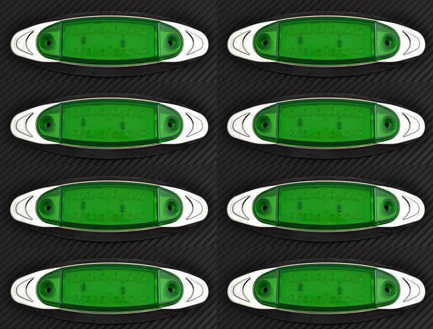 8 x 12 LED 24V Side WHITE Chrome Bezel Marker Light for Truck Bus Lorry DAF MAN