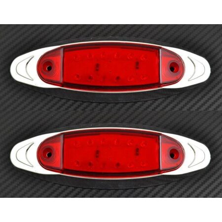 2x 24V LED Red Rear Chrome base Marker Lights for Scania Volvo Daf MAN Renault