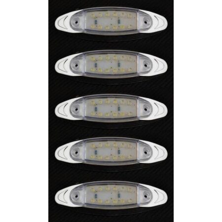 5 pcs White 24V LED Front Side Marker Lights w/ Chrome Bezel Truck Trailer Lorry