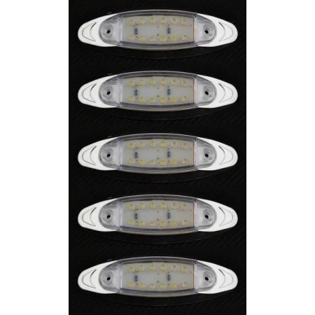 5 pcs White 24V LED Front Side Marker Lights w/ Chrome Bezel Truck Trailer Lorry