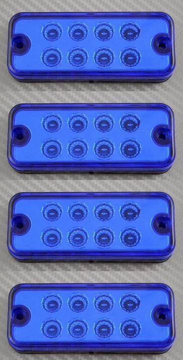 12V LED Side Marker BLUE Lights 4 pcs Lamps Truck Lorry Bus Trailer Caravan