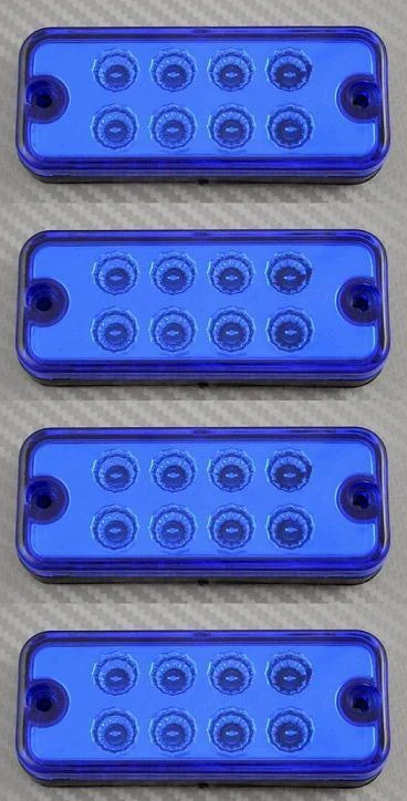 12V LED Side Marker BLUE Lights 4 pcs Lamps Truck Lorry Bus Trailer Caravan