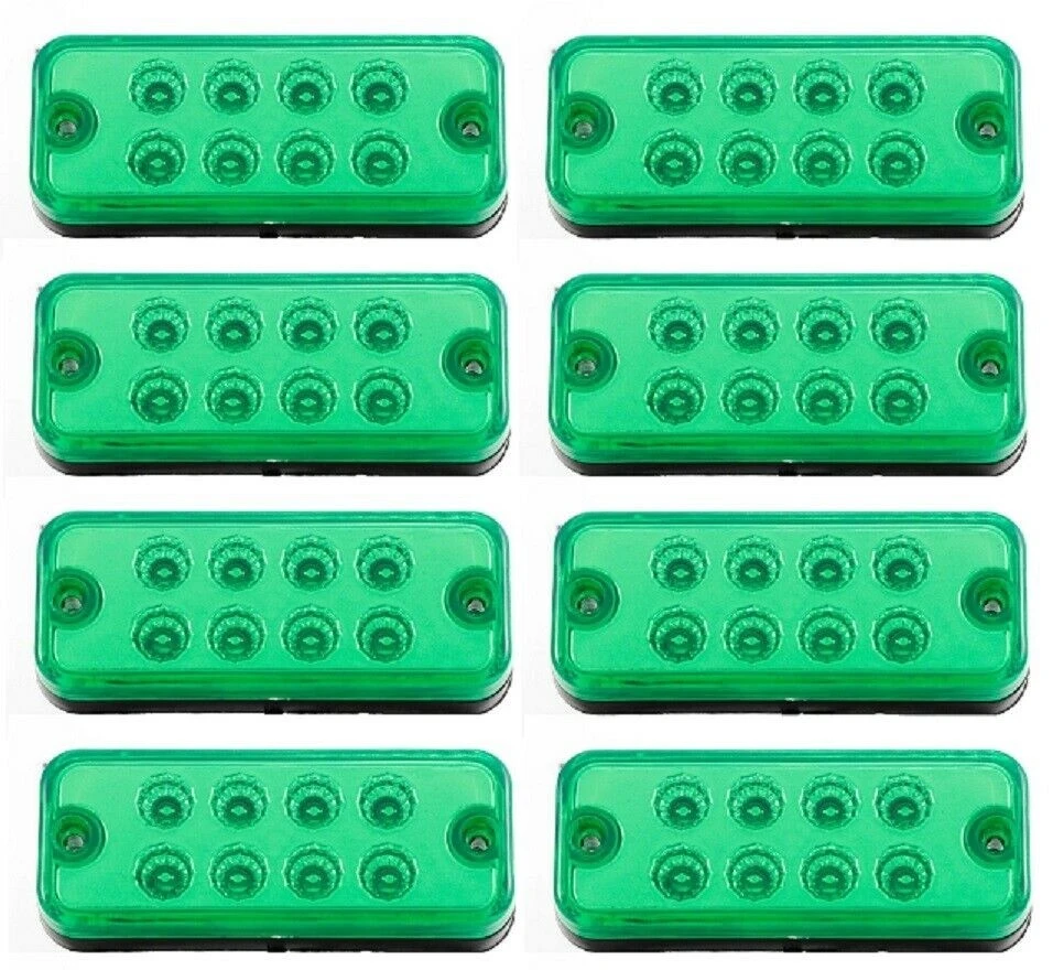 8 x LED Marker 24V Position Green Lights Lamp for Lorry Van Bus SUV Car Camper