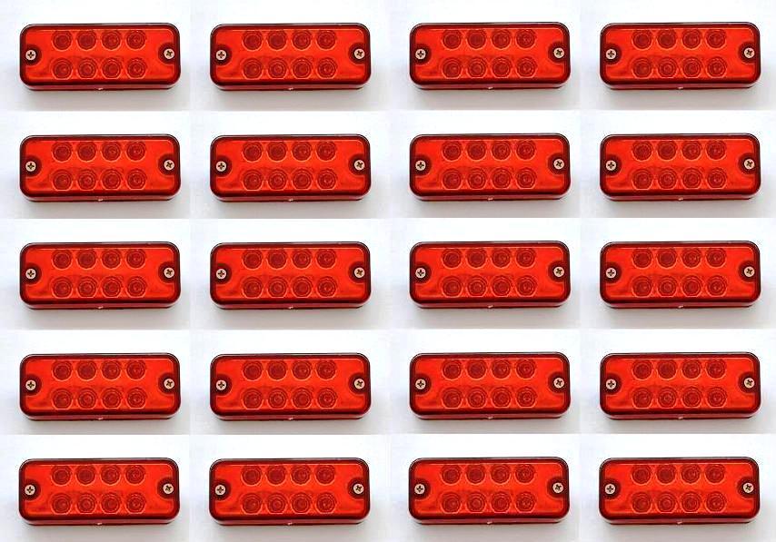 20x 24V LED Side Markers RED Rear Lights Truck Lorry Chassis Bus Trailer Camper