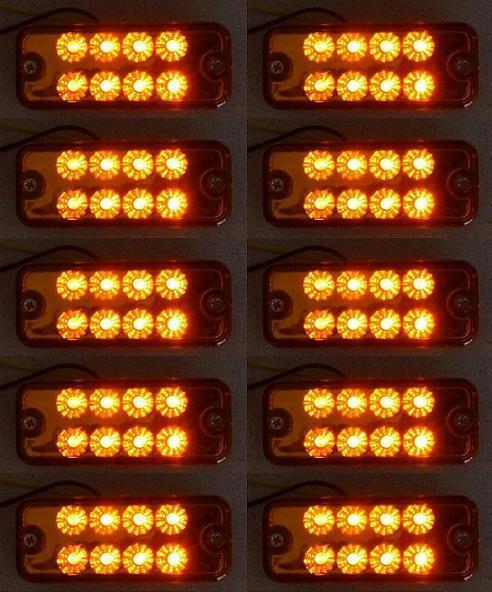 10 x 12V 8 LED Side Marker Orange Indicator Parking Lights Truck Trailer Bus