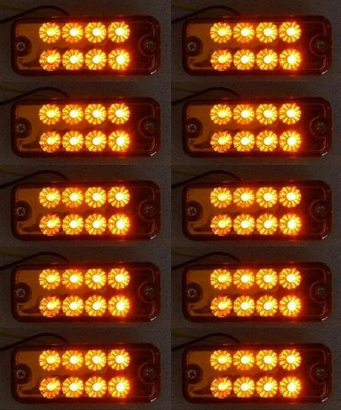 10 x 12V 8 LED Side Marker Orange Indicator Parking Lights Truck Trailer Bus