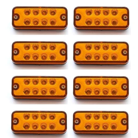 8 pcs 24V LED Front Side Marker AMBER Lights for Trucks Chassis Volvo Scania DAF