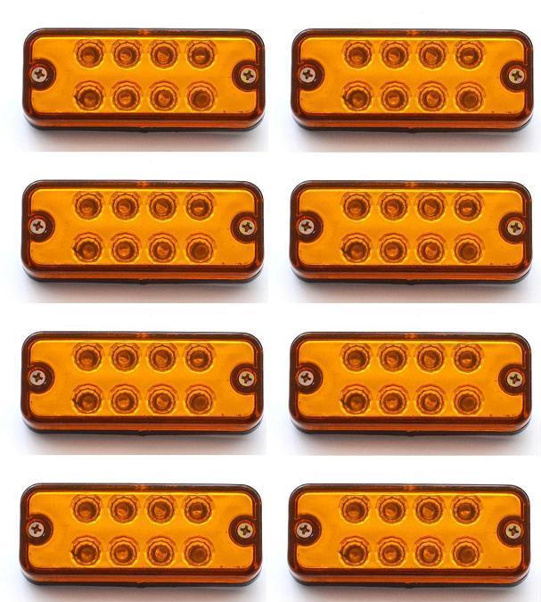 8 pcs 24V LED Front Side Marker AMBER Lights for Trucks Chassis Volvo Scania DAF