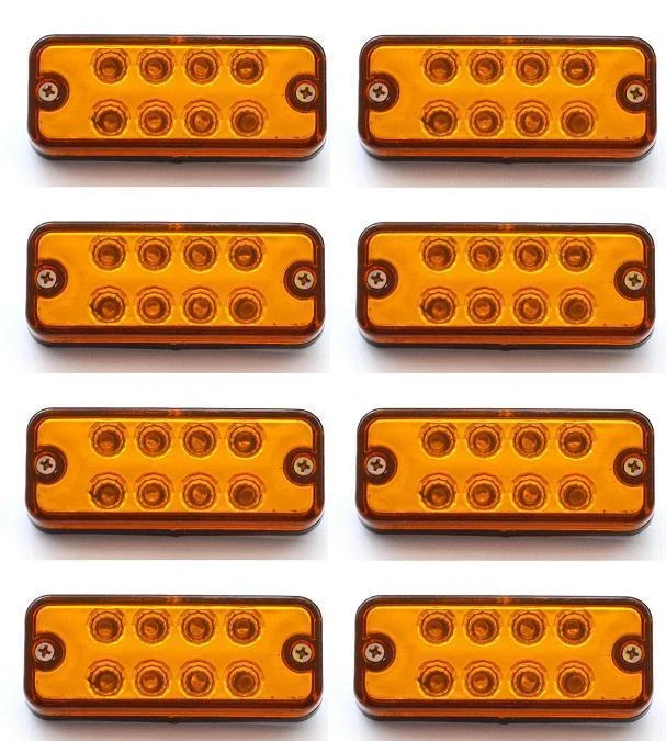 8 pcs 24V LED Front Side Marker AMBER Lights for Trucks Chassis Volvo Scania DAF