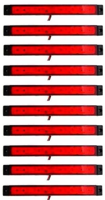10 x 12V Red Rear Marker Lights 12 SMD LEDs Lamps Truck Trailer Lorry Chassis