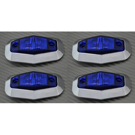 4 x 12V LED Side BLUE Chrome bezel marker lights Bus Caravan Car ATV SUVs