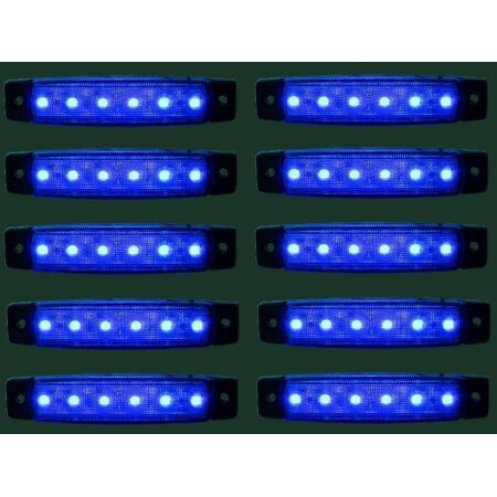 10 pcs Blue 24V LED Side Marker Lights 6 LEDs Lamps Truck Trailer Lorry Van Bus