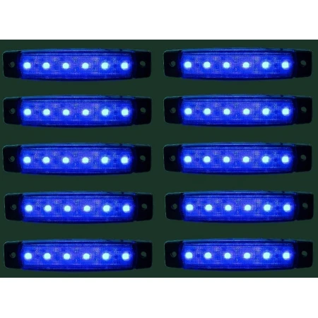 10 pcs 12V 6 LED Side Marker Blue Lights for Scania Man Daf Volvo Ford Mercedes
