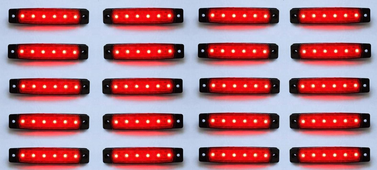 20 pcs Red 24V LED Rear Side Position Marker Lights Truck Lorry Trailer Bus Van