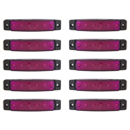 10x PURPLE 24V 6 LED Side Rear Marker Light Lamp Truck Trailer Chassis Lorry