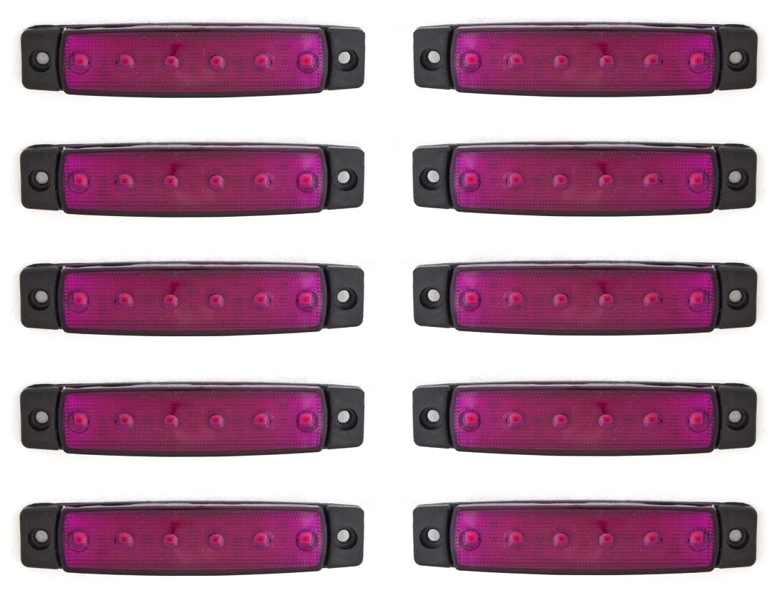 10x PURPLE 24V 6 LED Side Rear Marker Light Lamp Truck Trailer Chassis Lorry