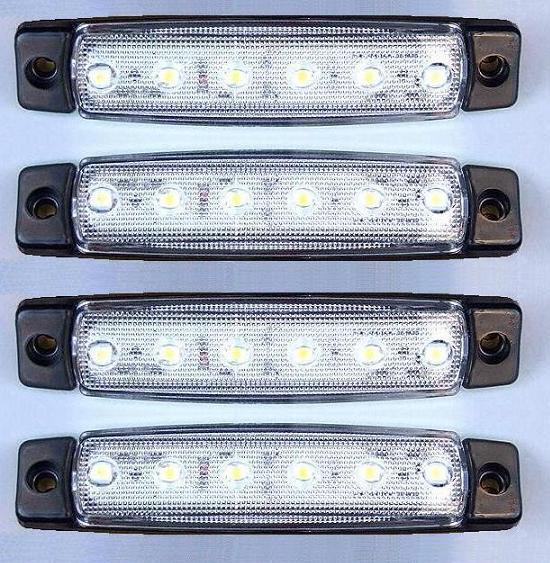 4x 24V LED FRONT WHITE CLEAR SIDE MARKER LIGHTS LAMP TRUCK TRAILER LORRY BUS VAN
