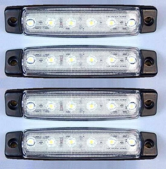 4x 24V LED FRONT WHITE CLEAR SIDE MARKER LIGHTS LAMP TRUCK TRAILER LORRY BUS VAN