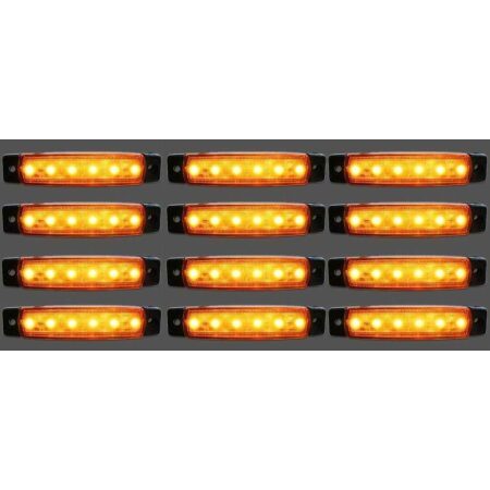 12 pcs x 24V 6 LED Side Marker Orange Amber Indicators Lights Truck Trailer Bus