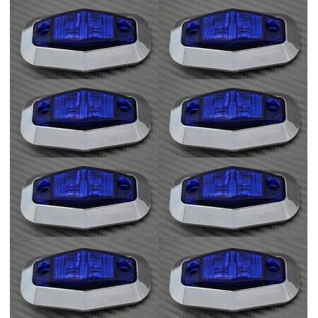 8 x LED Side Blue Chrome Marker Lights for Truck Lorry Van Renault Volvo MAN 24V