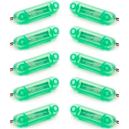 10x Green 12V LED Front Side Outline Marker Lights Truck Car Caravan ATV Boat