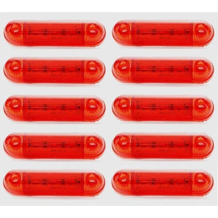 10 pcs Red 12V LED Rear Tail Marker Lights 3 LEDs Lamps Truck Trailer Lorry Bus