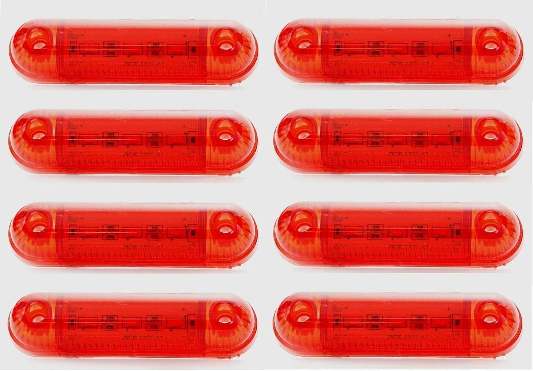 Red LED Rear Marker Lights 24V x 8 for Truck Chassis Trailer Car Transporters