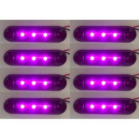8 x 24V LED Side Marker Purple Lights for Truck Chassis Trailer Scania MAN DAF