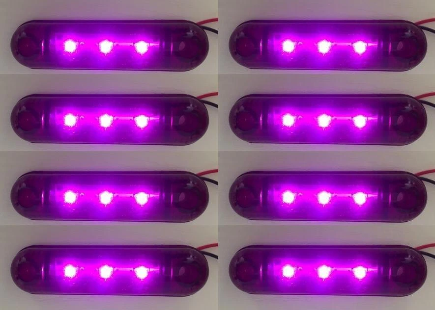 8 x 24V LED Side Marker Purple Lights for Truck Chassis Trailer Scania MAN DAF