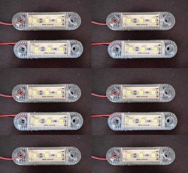 10x White 12V LED Front Side Outline Marker Lights Truck Car Van ATV Motorhome