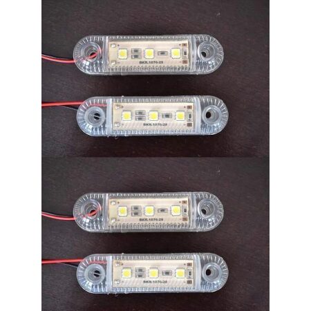4 x 24V 3 SMD LED Front Side Marker White Lights Trailer Caravan Truck Chassis