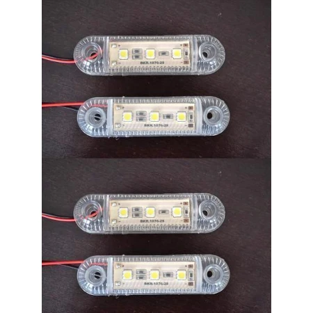 4 x 24V 3 SMD LED Front Side Marker White Lights Trailer Caravan Truck Chassis