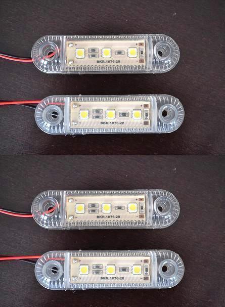 4 x 24V 3 SMD LED Front Side Marker White Lights Trailer Caravan Truck Chassis