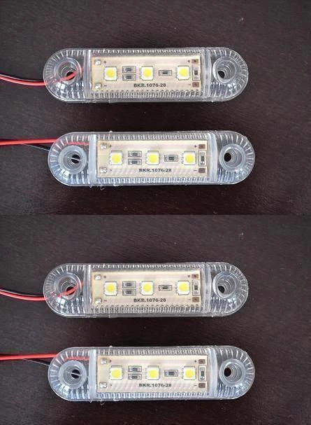 4 x 24V 3 SMD LED Front Side Marker White Lights Trailer Caravan Truck Chassis