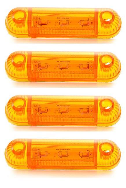 4X ORANGE MARKER SIDE LED VAN BUS TRUCK RECOVERY POSITION LIGHTS LAMPS 12V