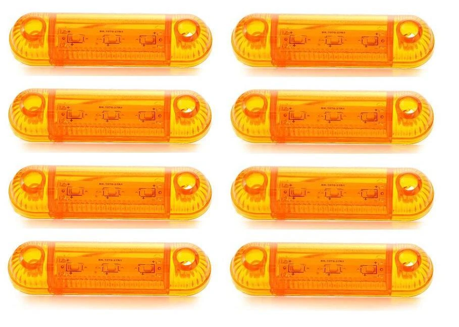 8 x ORANGE SIDE MARKER LED LIGHTS VAN BUS TRUCK INDICATOR POSITION LAMPS 24V