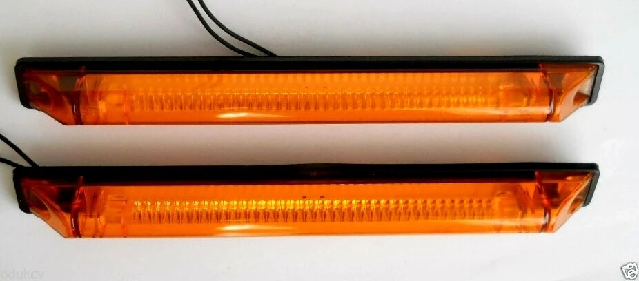 2 x 12/24V LED Orange Outline Marker Lights Side Lamp For Tractors Trucks Lorry