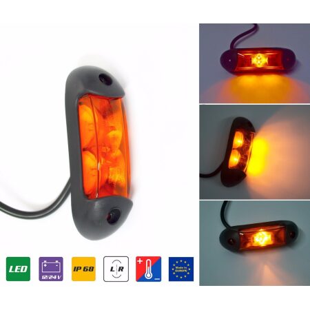2 x Side Marker 24V LED Lights + Indicator Truck Trailer Lorry Chassis Bus Van