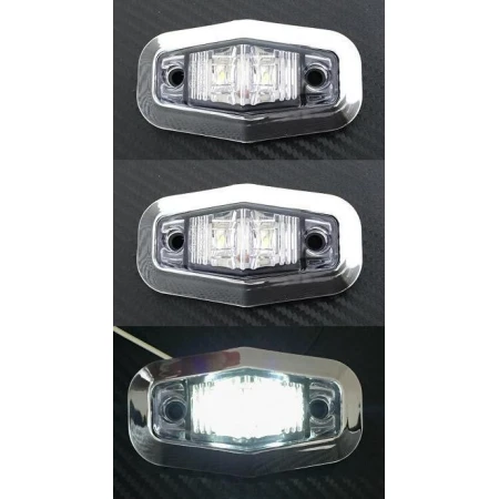 2x White 12V LED Front Side w/ Chrome Bezel Marker Lights Truck Car ATV Caravan