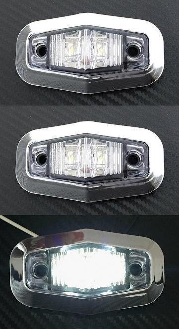 2x White 12V LED Front Side w/ Chrome Bezel Marker Lights Truck Car ATV Caravan